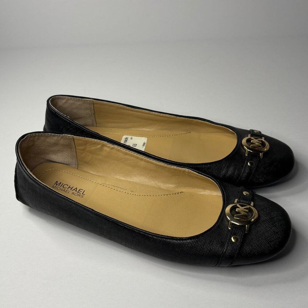 Michael Kors Black Leather Ballet Flats Size 6.5 – NWT